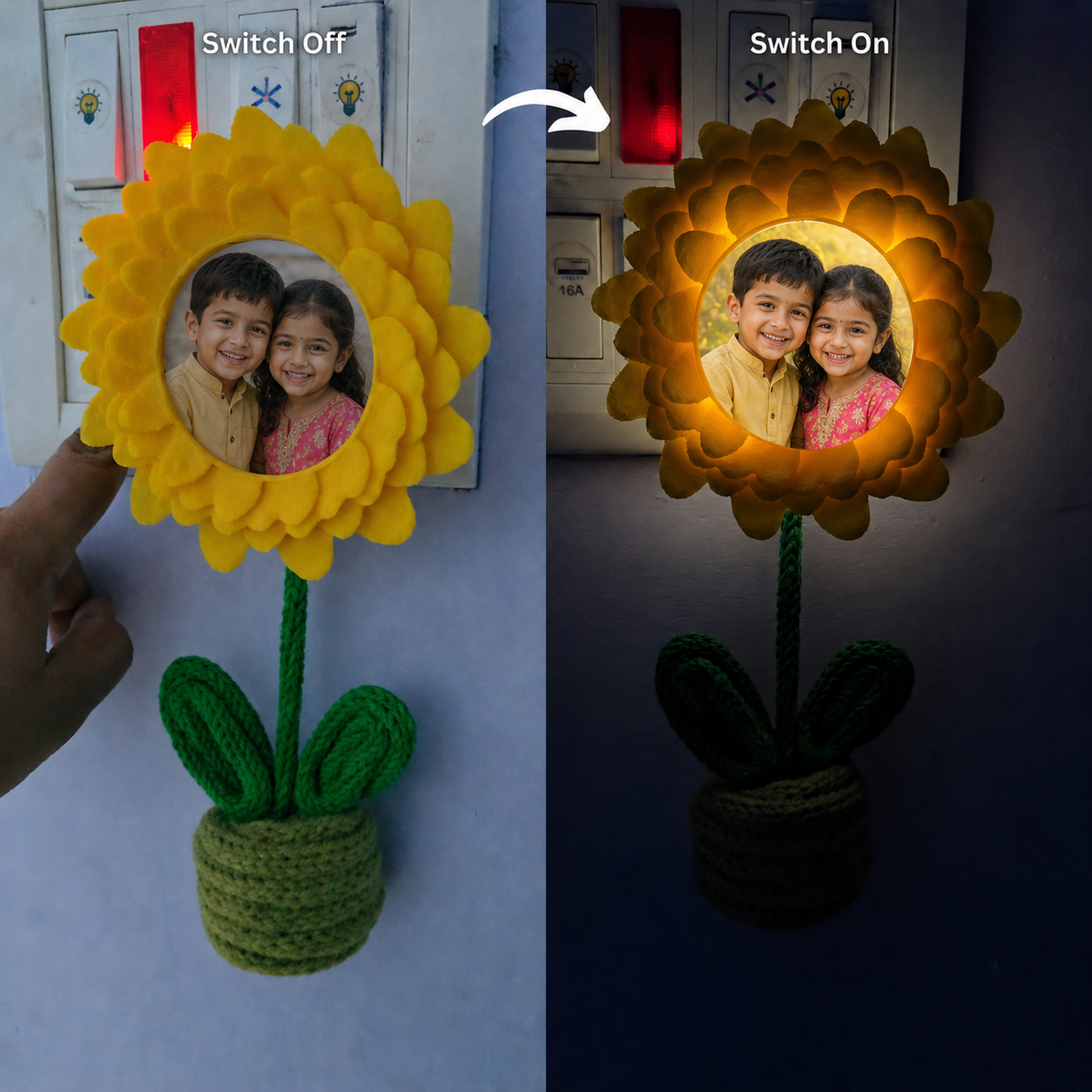 Personalized Sunflower Photo Glow Lamp