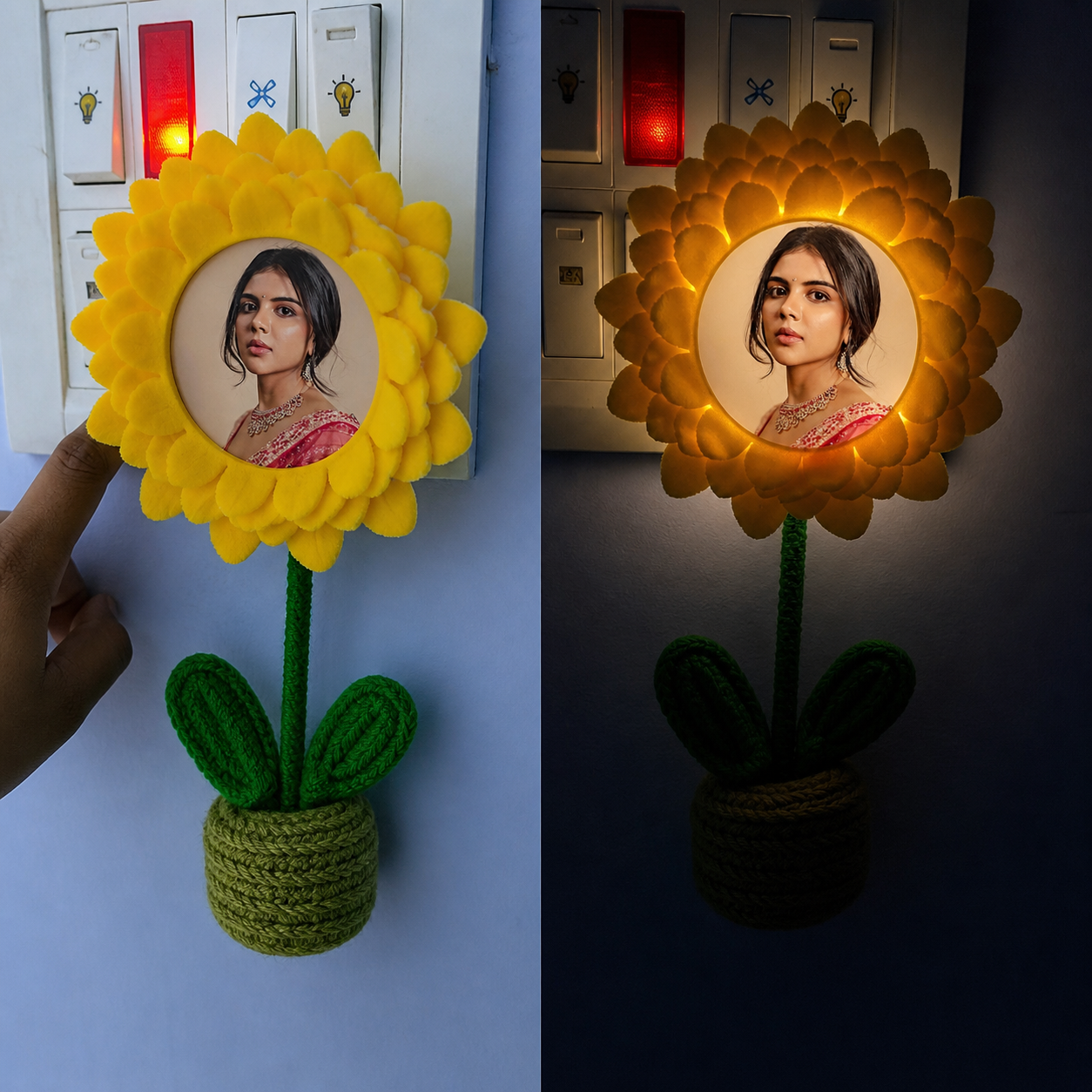 Personalized Sunflower Photo Glow Lamp