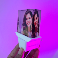 Personalised 3D Crystal Cube Plug & Play LED Night Lamp for Bedroom, Hall & Lobby