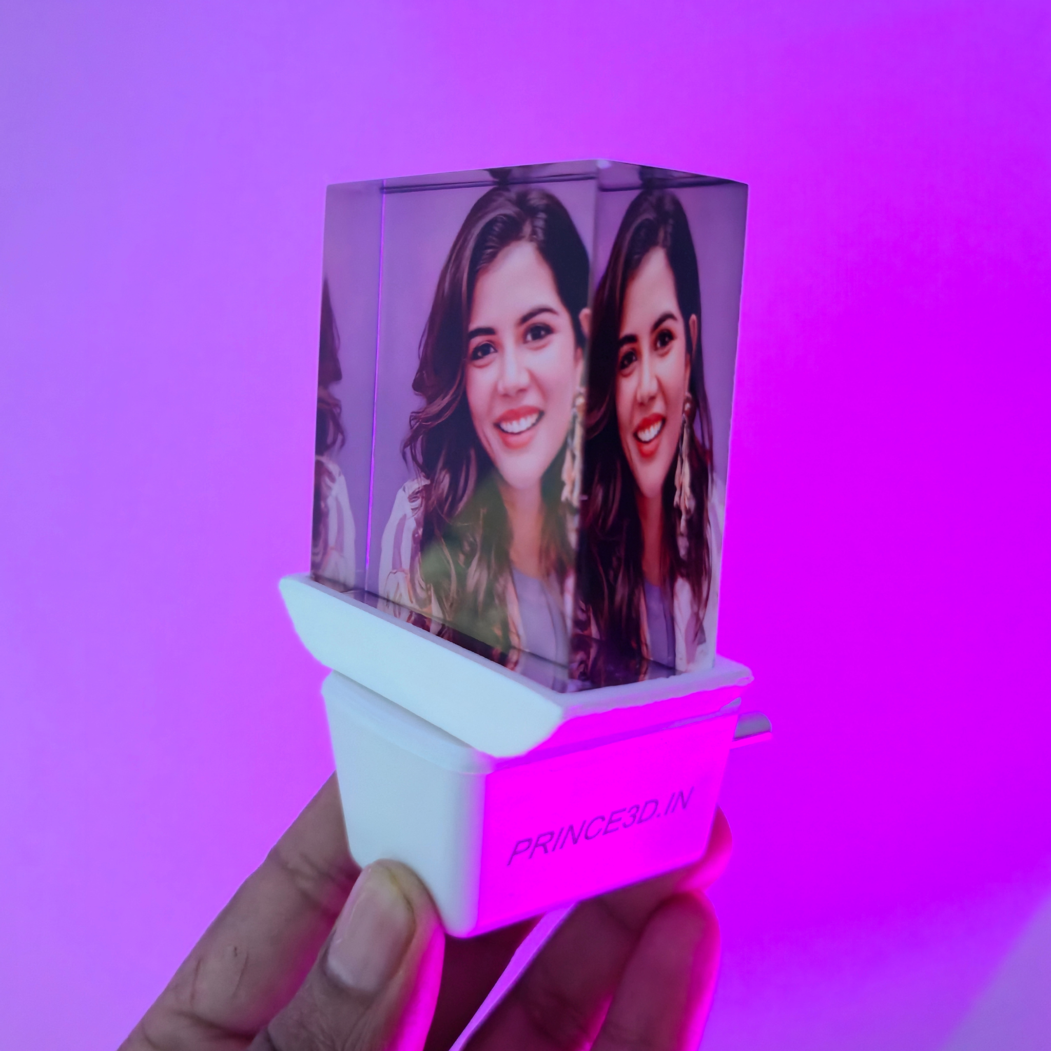 Personalised 3D Crystal Cube Plug & Play LED Night Lamp for Bedroom, Hall & Lobby