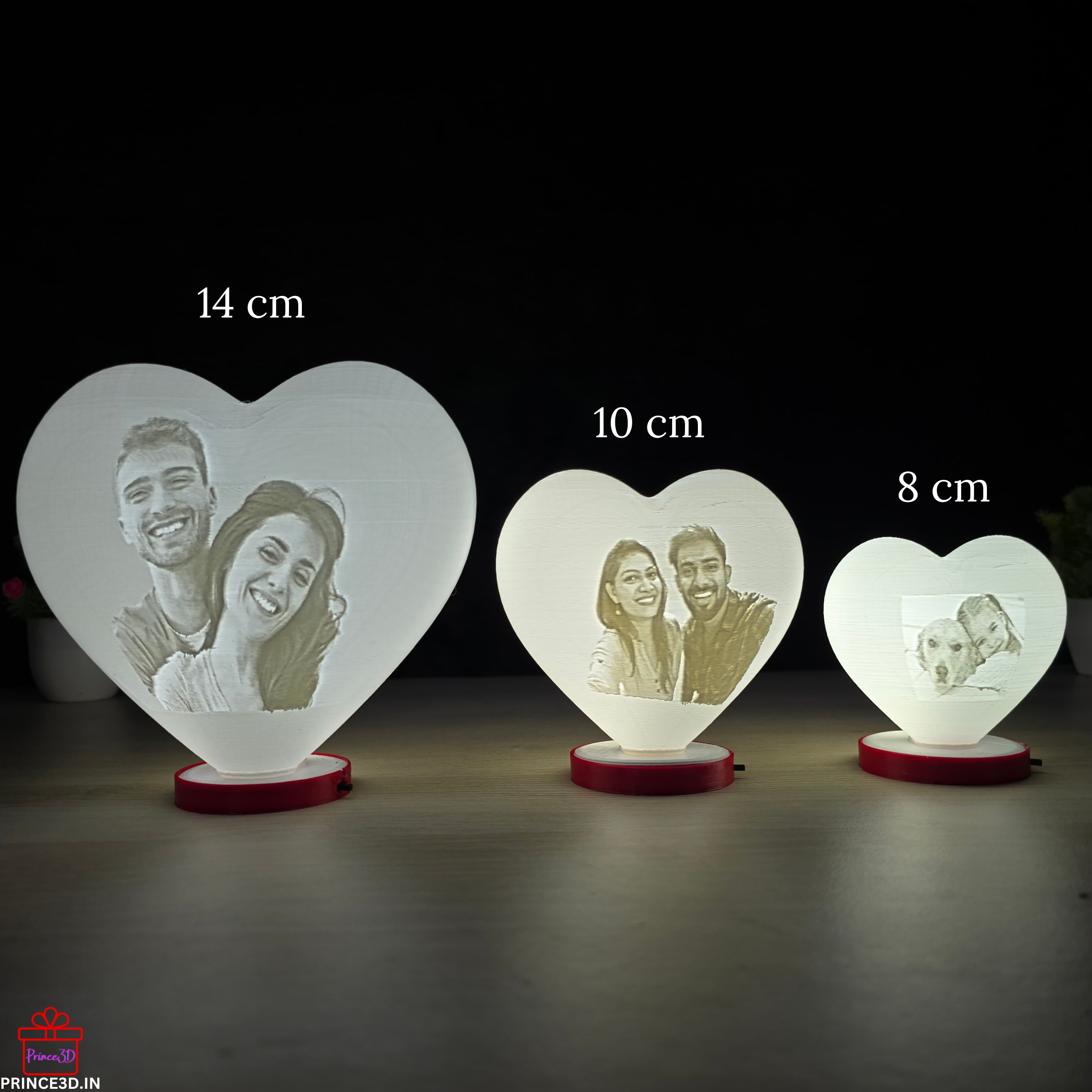 Heart Shaped 3D Personalised Lamp with Rechargeable Night Light