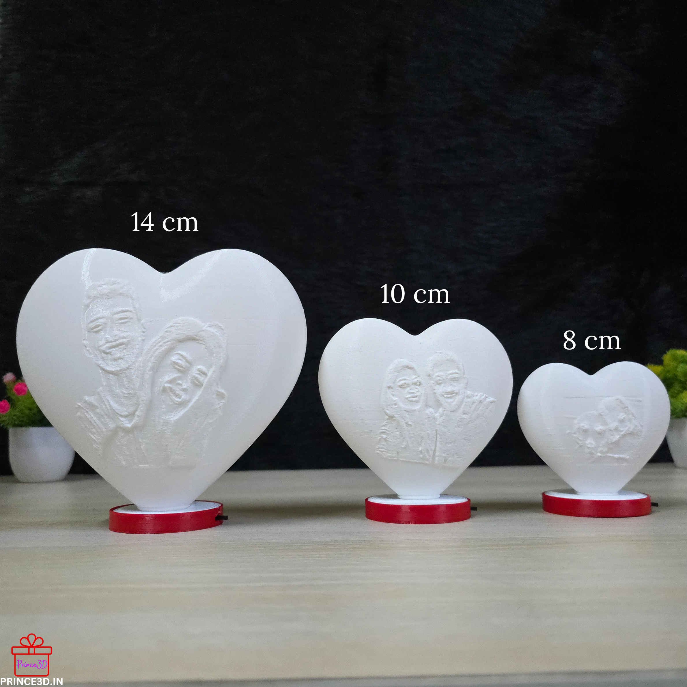 Heart Shaped 3D Personalised Lamp with Rechargeable Night Light